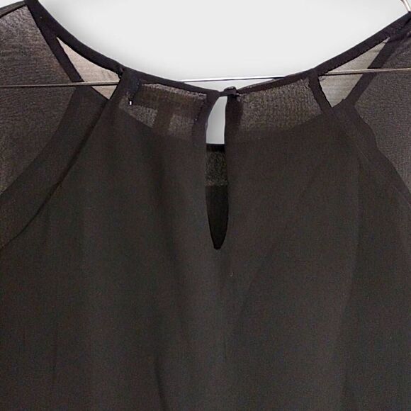 Monteau Womens Top Sz 1X Black Semisheer‎ Chiffon Tank Layers Witchy Whimsicore - Picture 3 of 11